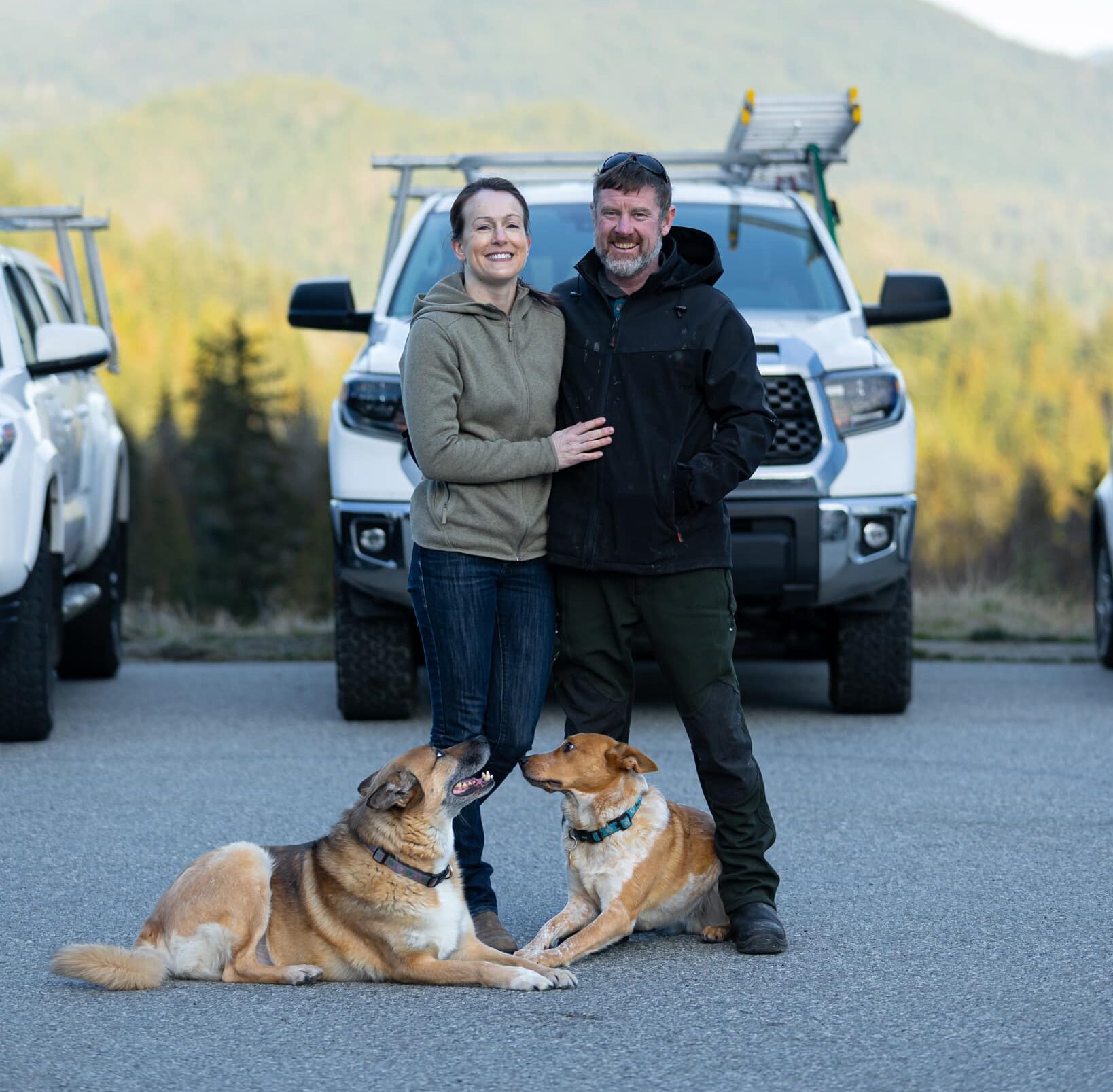 Aaron and Leah with their dogs Gibsons, BC